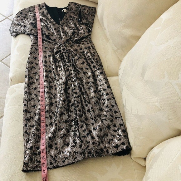 Harlyn Sequin Cocktail Dress Short Sleeves Front‎ Slit Size S - Picture 9 of 12